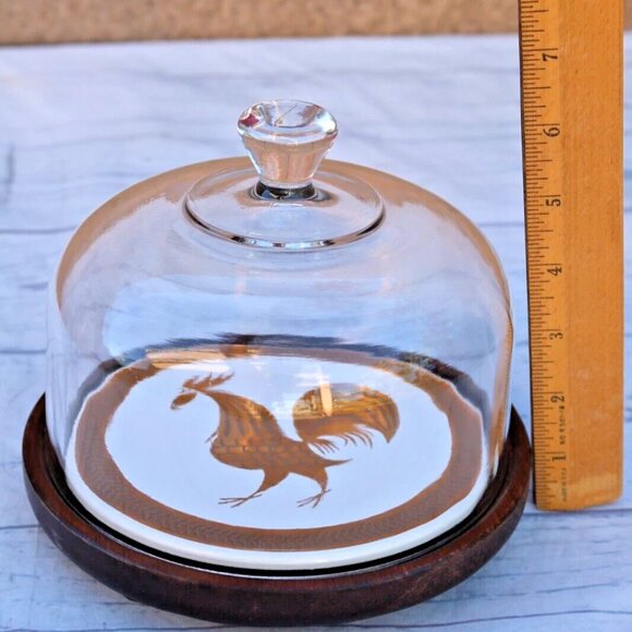 MCM Cheese Charcuterie Serving Board With 7" Glass Dome - Picture 9 of 12